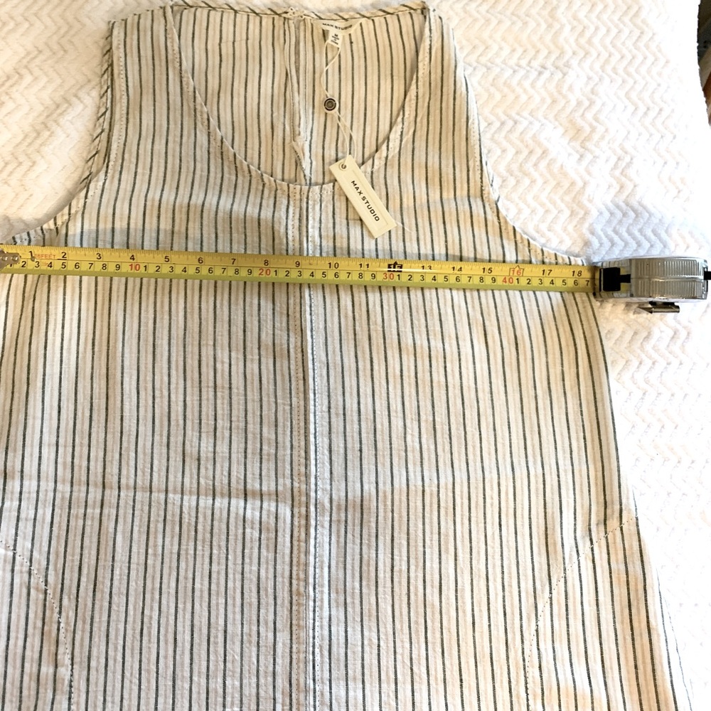 Max Studio Dresses | Max Studio, Medium, Linen Dress, Pockets |cream/black/tan - Picture 8 of 10